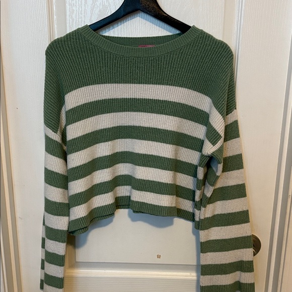 Green and Cream Striped Sweater - Picture 1 of 2